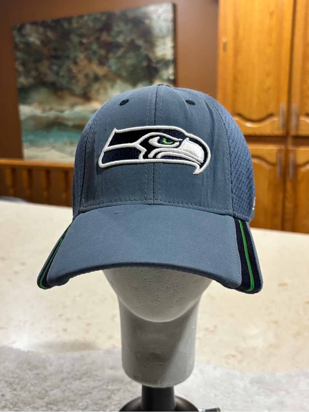 NFL Gray Seattle Seahawks Flex-Fit Hat with Green Accent